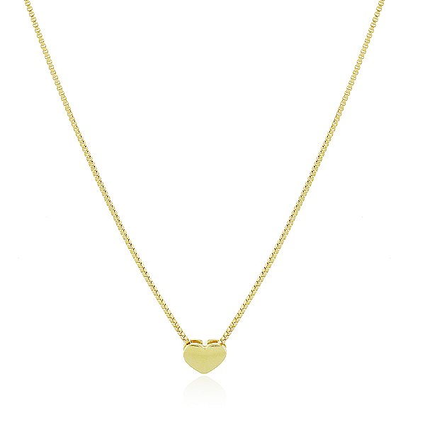 GARGANTILHA INFANTIL COM PINGENTE CORAÇÃO BANHADA A OURO 18K