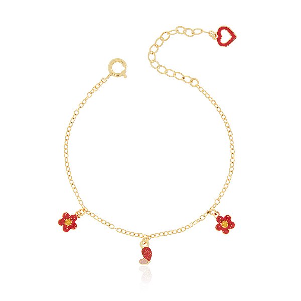 PULSEIRA INFANTIL BORBOLETA COM FLORZINHAS