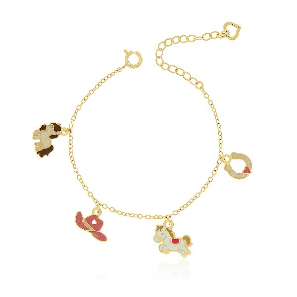 PULSEIRA INFANTIL COWGIRL COLORIDA EM RESINA