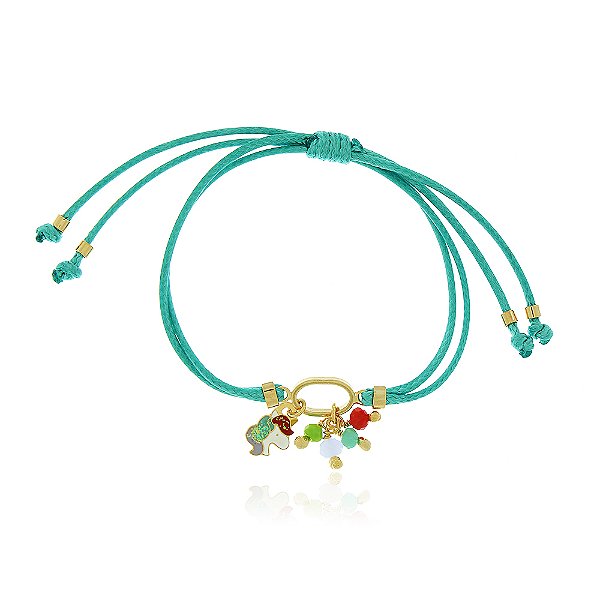 PULSEIRA INFANTIL CORDÃO TURQUESA PINGENTE CABEÇA DE UNICÓRNIO