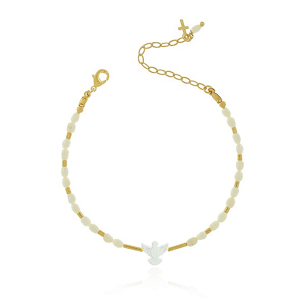 PULSEIRA INFANTIL MADREPÉROLA ESPÍRITO SANTO E PÉROLAS DE ÁGUA DOCE