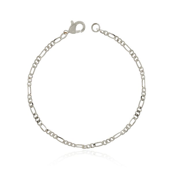 PULSEIRA INFANTIL MASCULINA GROUMET 3X1 BANHADA EM RÓDIO BRANCO