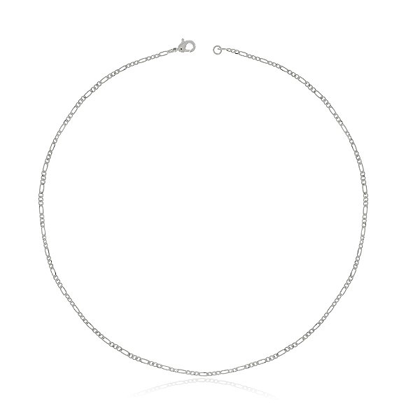 CORRENTE INFANTIL 40 CM MASCULINA GROUMET 3X1 BANHADA EM RÓDIO BRANCO