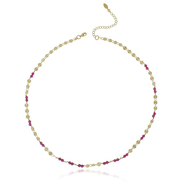CHOKER ZIRCÔNIAS PINK E CHAPINHAS