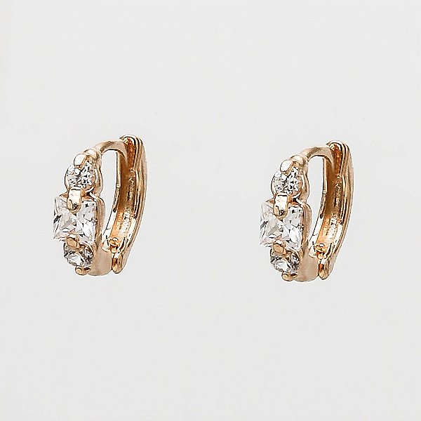 BRINCO ARGOLA PEQUENA ZIRCÔNIAS CRISTAIS BANHADO A OURO 18K