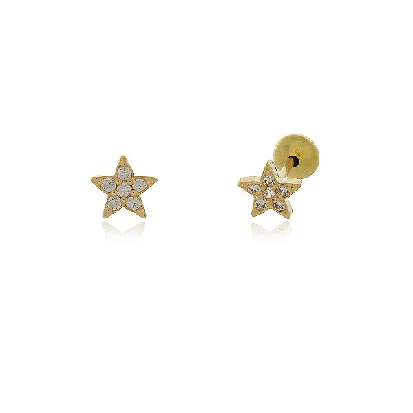 BRINCO ESTRELINHA TRABALHADA EM MICROZIRCÔNIAS CRISTAIS COM TARRACHA BABY