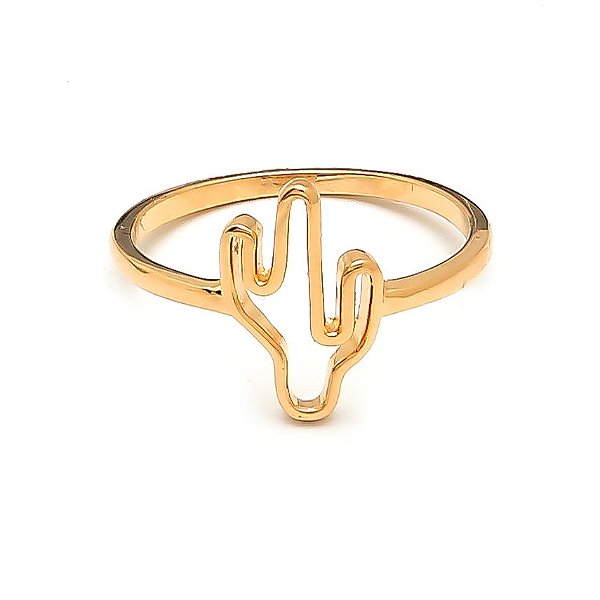 ANEL CACTO BANHADO A OURO 18K