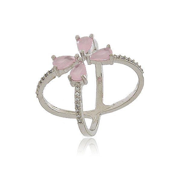 ANEL COM REGULAGEM FRONTAL TRABALHADO EM CRISTAL ROSA E MICROZIRCÔNIAS