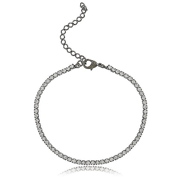 PULSEIRA RIVIERA ZIRCÔNIAS CRISTAIS DE 1,5 MM BANHADA EM RÓDIO NEGRO