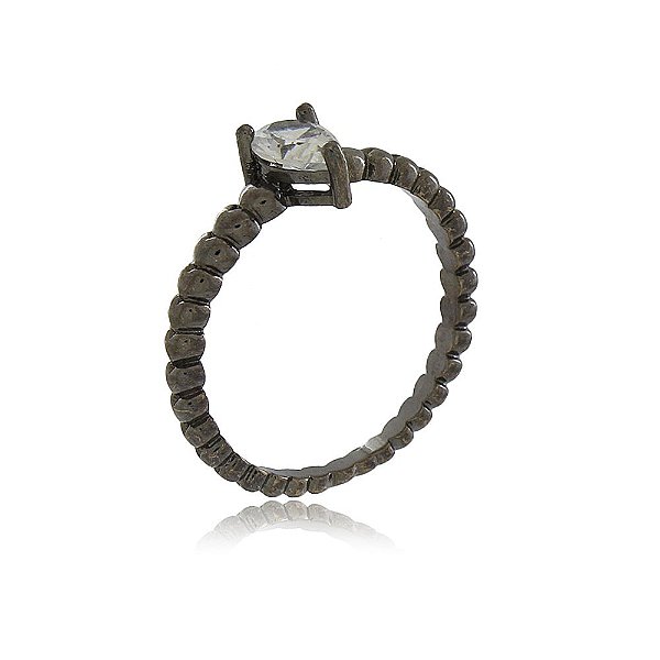 ANEL COMPOSIÇÃO RELEVO BOLINHAS E GOTA ZIRCÔNIA CRISTAL BANHADO EM RÓDIO NEGRO