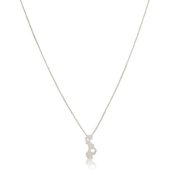 GARGANTILHA VENEZIANA 50 CM COM PINGENTE GRÁVIDA BANHADA EM RÓDIO BRANCO