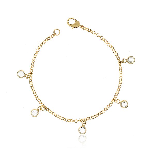 PULSEIRA INFANTIL COM CRISTAIS BANHADA A OURO 18K