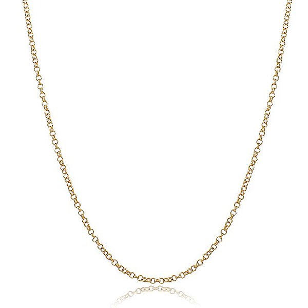 GARGANTILHA ELO PORTUGUÊS 70 CM BANHADA A OURO 18K