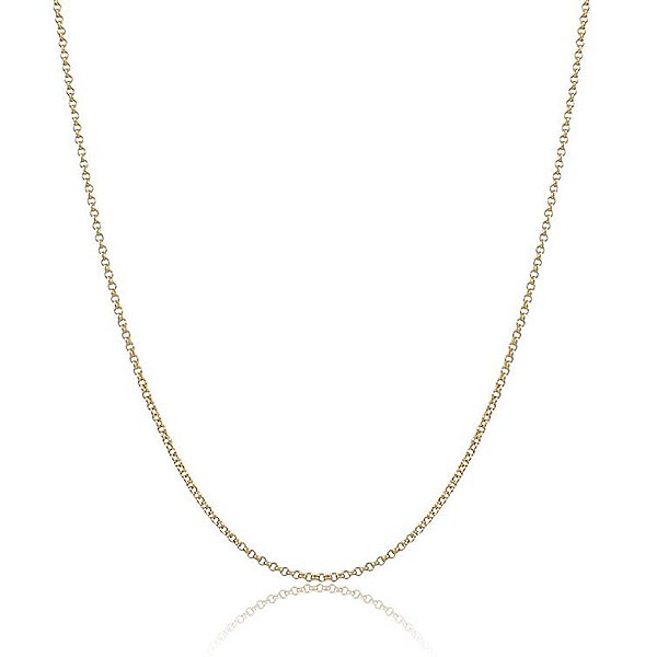 GARGANTILHA ELO PORTUGUÊS 70 CM BANHADA A OURO 18K