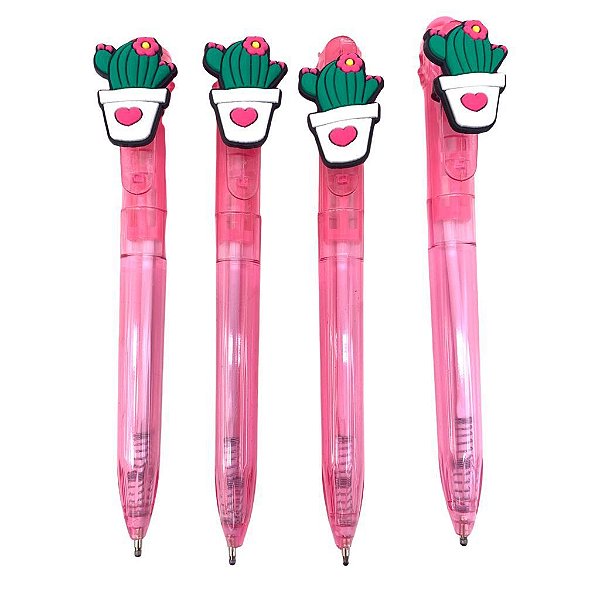 CANETA ESFEROGRAFICA CACTO PINK - 4 PEÇAS