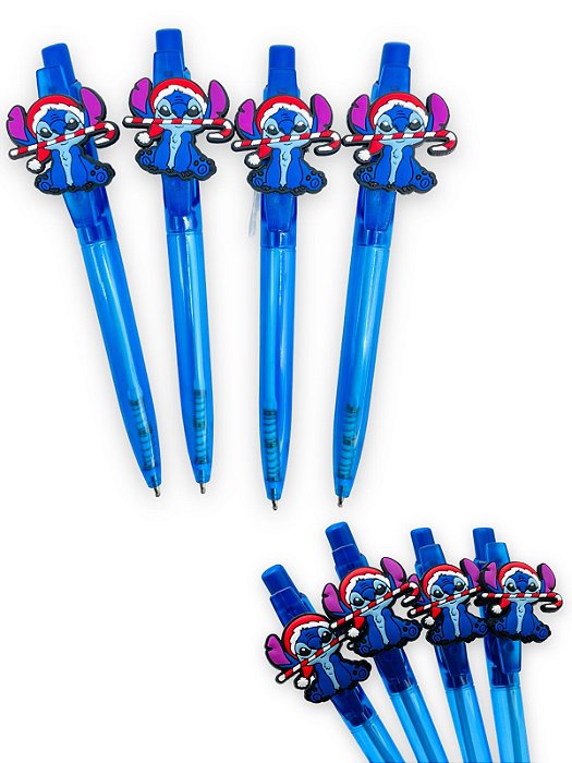 4 CANETAS ESFEROGRÁFICA BENGALA NATAL STITCH - 4 PEÇAS