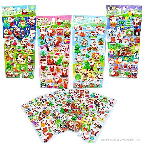 ADESIVO 3D NATAL - CARTELA - MODELOS DIVERSOS
