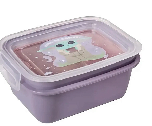 MARMITA PLÁSTICA COM TRAVA STAR WARS BABY YODA 630 ML. 15X11X7CM.