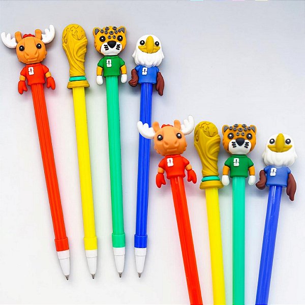 * CANETA GEL COPA DO MUNDO MINI MASCOTES NOVO