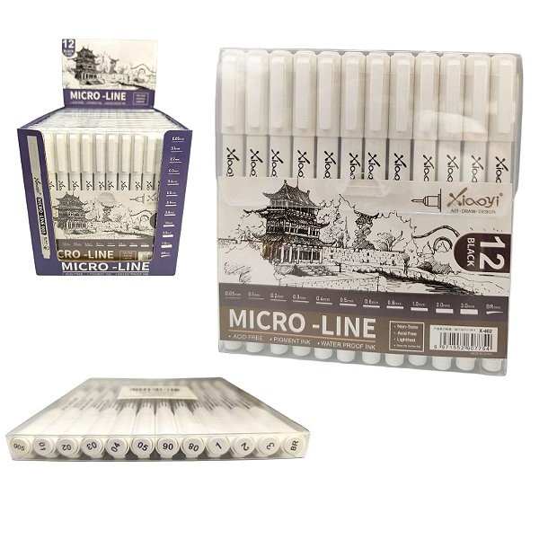 CONJUNTO CANETAS PRETAS PONTAS DIVERSAS - MICROLINE