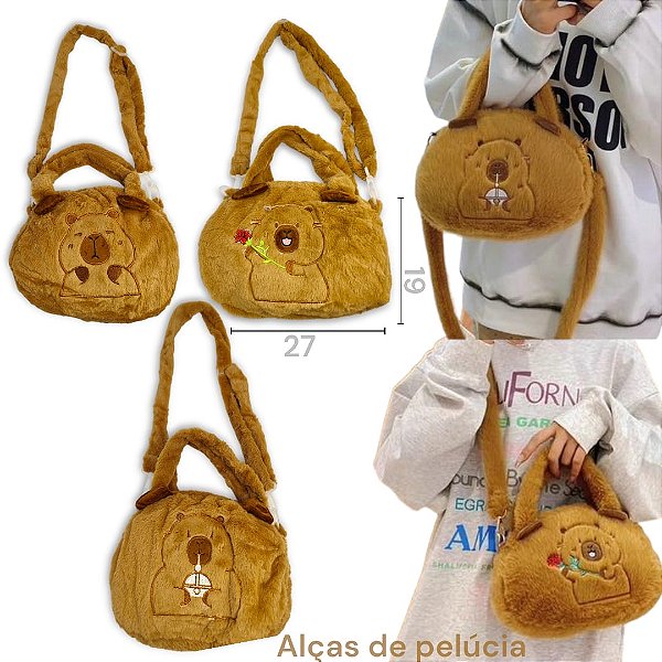 BOLSA DE PELUCIA CAPIVARA ( GRANDE ) - 27 X 19 CM