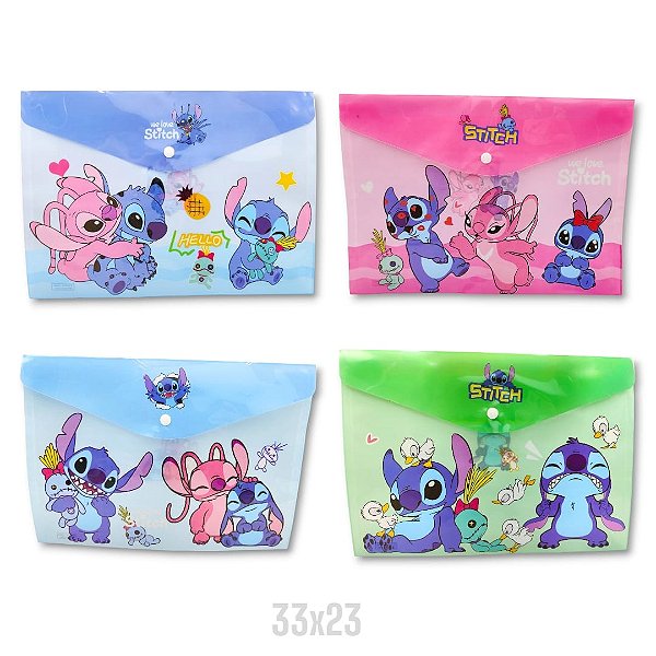 PASTA PLASTICA COM BOTÃO - STITCH ( UNIDADE) NOVO MODELO