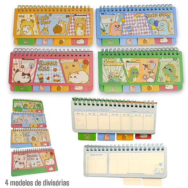 MINI PLANNER SEMANAL HORIZONTAL CUTIES - MODELOS DIVERSOS