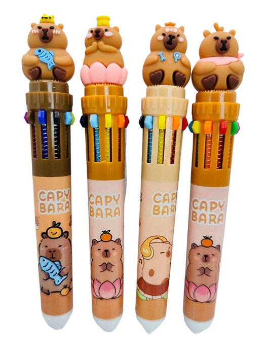 CANETA 10 CORES CAPIVARA NAMASTE