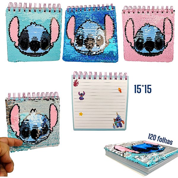 CADERNO LANTEJOULAS STITCH - UNIDADE CORES DIVERSAS