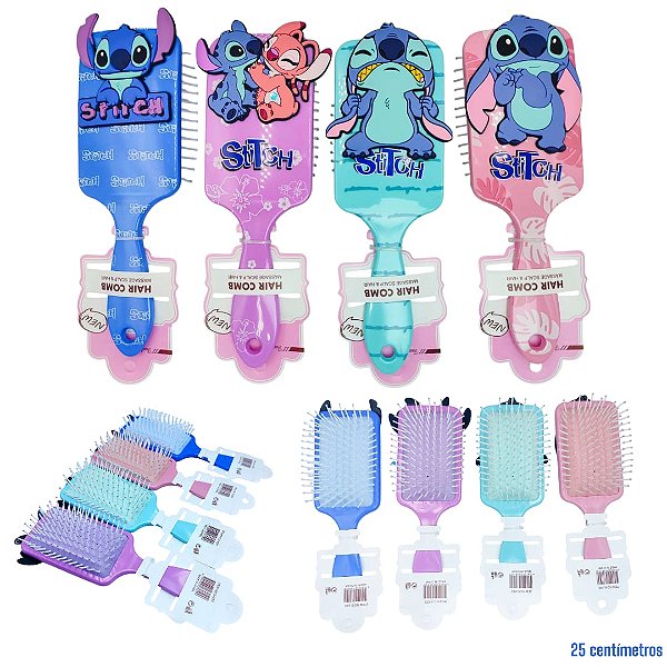 ESCOVA DE CABELO STITCH GRANDE - UNIDADE CORES DIVERSAS