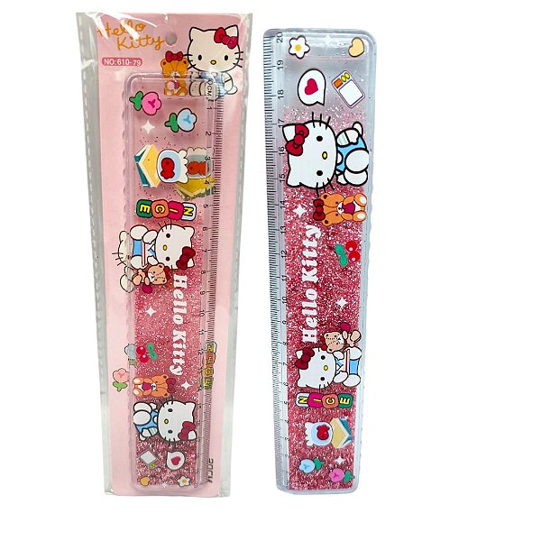 REGUA 20 CM AGUA E GLITTER : HELLO KITTY  - UNIDADE / MODELOS DIVERSOS