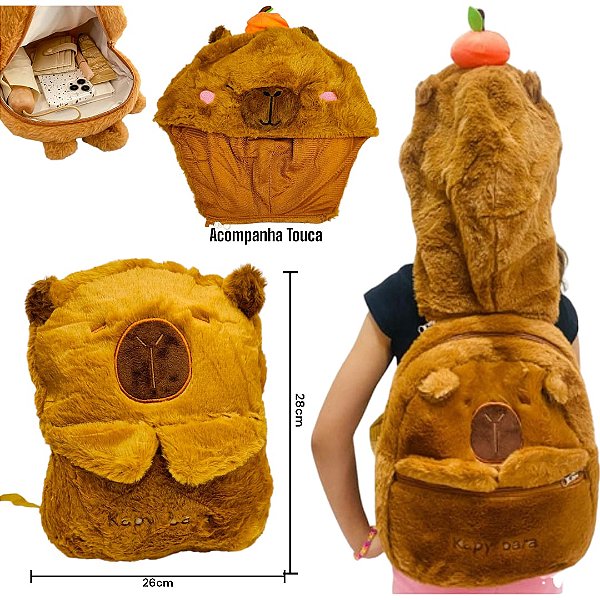 MOCHILA COM TOUCA CAPIVARA