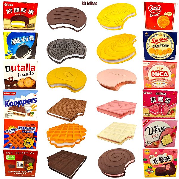KIT 6 BLOCOS CHEIRO DE BISCOITOS FAMOSOS - 6 PEÇAS DIVERSAS
