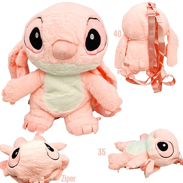 MOCHILA GRANDE 40 CM STITCH ANGEL ROSA - UNIDADE