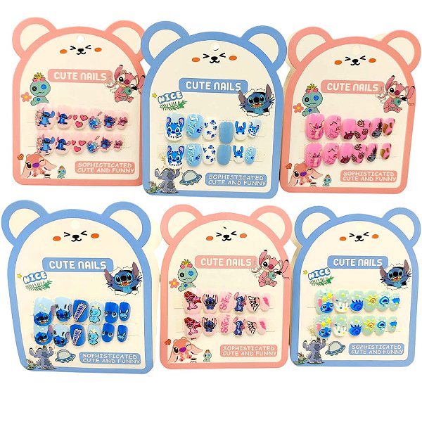 CARTELA UNHAS PLASTICAS INFANTIL STITCH/ANGEL - UN
