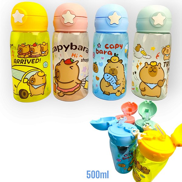 GARRAFA 500ML BICO SILICONE CAPIVARA - UNIDADE CORES DIVERSAS