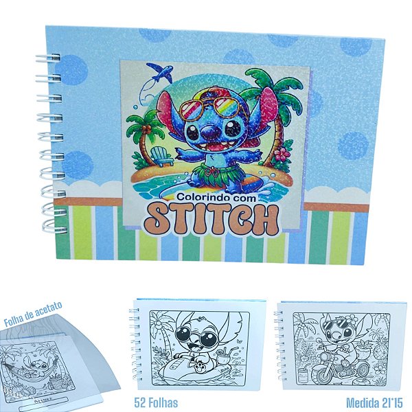 LIVRO DE COLORIR CAPA DURA / CAPA HOLOGRAFICA / 50 FLS - MODELO STITCH