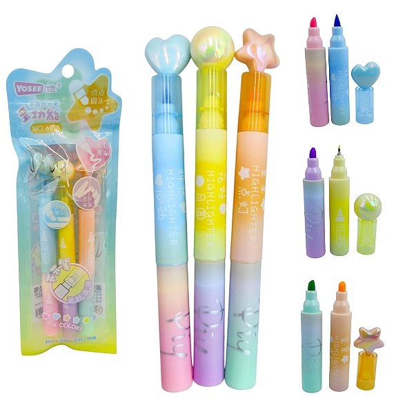 TRIO MARCA TEXTO CANDY MULTIPONTAS 6 CORES