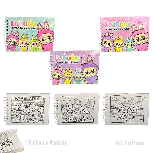 LIVRO DE COLORIR LABUBU - CAPA DURA COM LAMINAÇÃO BRILHOS