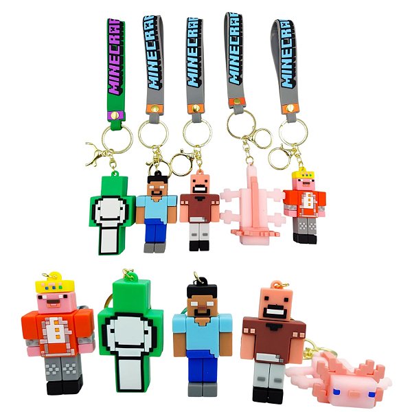 CHAVEIRO MINECRAFT LUXO GRANDE - 5 PEÇAS DIVERSAS