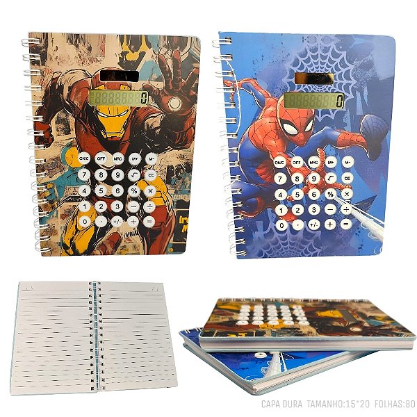 CADERNO CALCULADORA HOMEM DE FERRO
