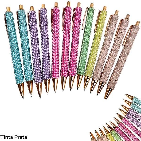 CANETA LUXO STRASS NEON - UNIDADE CORES DIVERSAS