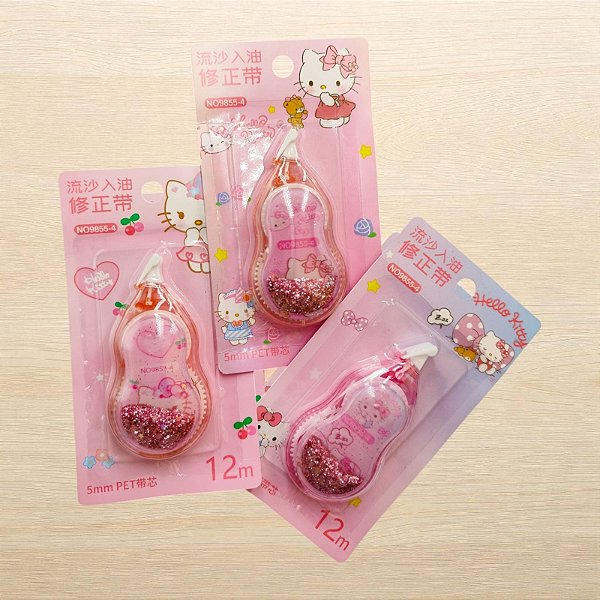 FITA CORRETIVA COM AGUA E GLITTER HELLO KITTY
