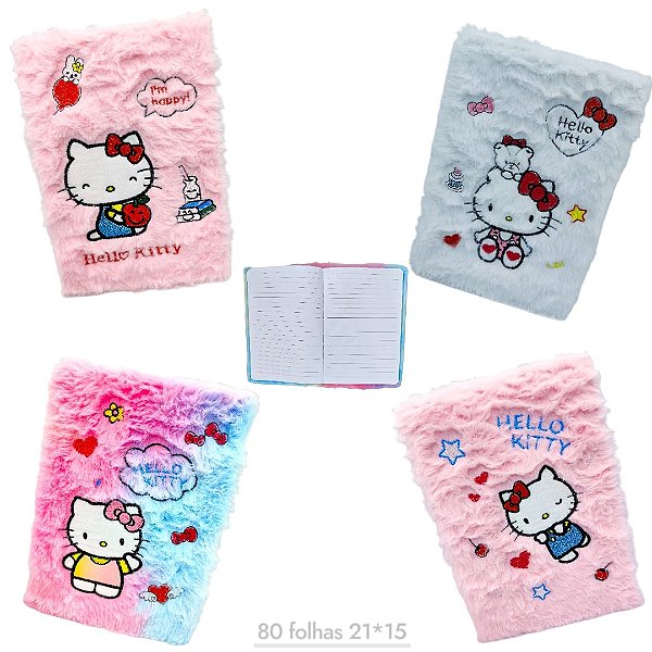 CADERNO PELUCIA HELLO KITTY - UN CORES DIVERSAS