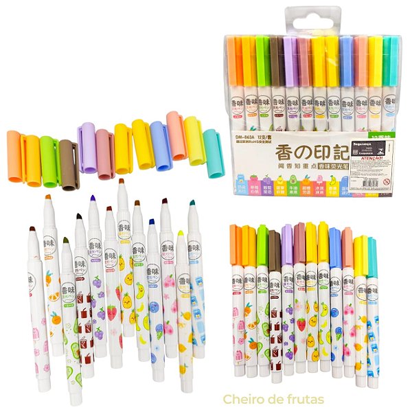 MARCA TEXTO 12 CORES PERFUMADO