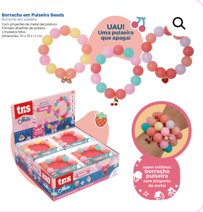 Borracha em Pulseira Beads Holic Charm – Com Pingente – UNIDADE