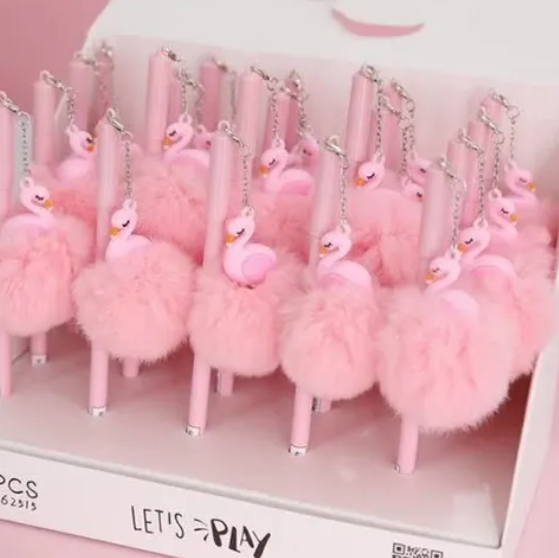 CANETA POMPOM FLAMINGO