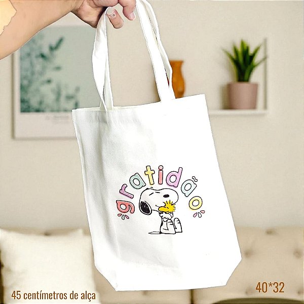 SACOLA EM ALGODÃO REFORÇADO SNOOPY GRATIDÃO