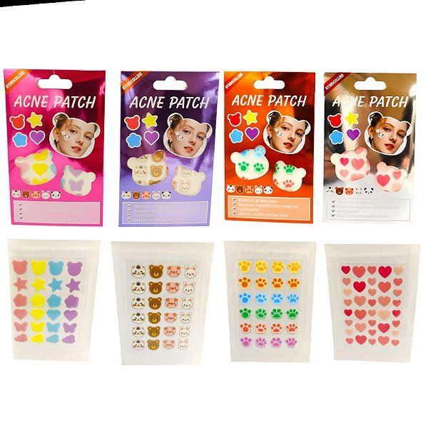 TENDENCIA TIK TOK - ADESIVO DIVERTIDO PARA ACNE ( 1 cartela) - MODELOS DIVERTIDOS