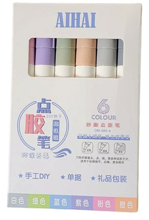 KIT 6 CANETAS COLA COLORIDAS